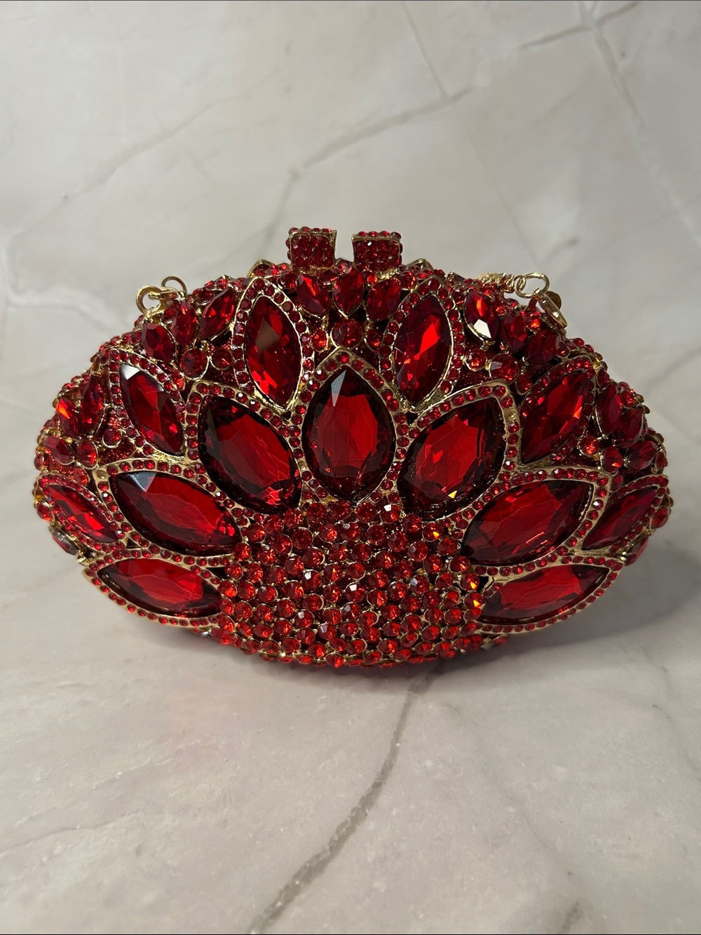Red Crystal Jeweled Evening Clutch